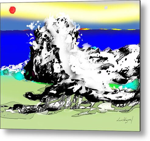 Lake Metal Print featuring the digital art On The Rocks by Lew Hagood