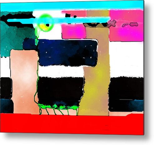 Abstract Metal Print featuring the digital art Red Base by Lew Hagood
