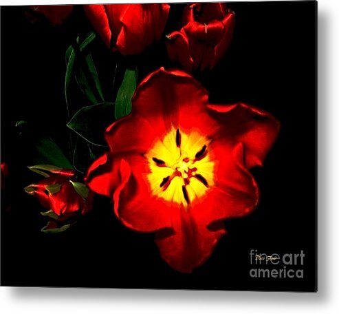 Tulips Metal Print featuring the digital art Red Tulips by Dale  Ford