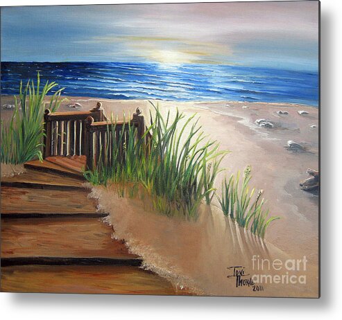Beach Painting Metal Print featuring the painting Morning Light #1 by Toni Thorne