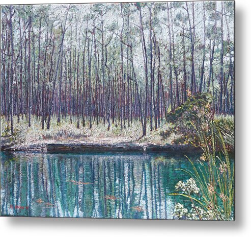 Abaco Blue Hole Metal Print featuring the painting Abaco Blue Hole by Ritchie Eyma