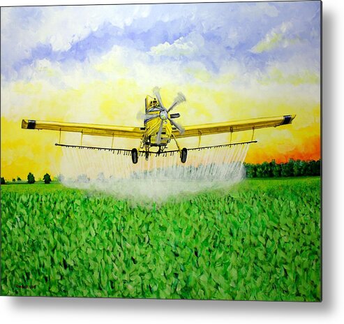Air Tractor Metal Print featuring the painting Air Tractor Crop Duster by Karl Wagner