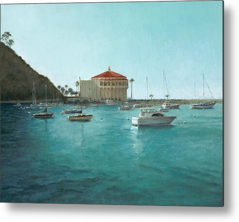 Catalina Island Metal Print featuring the painting Avalon Harbor Afternoon by Laura Wynne