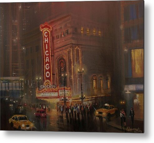 Chicago Metal Print featuring the painting Chicago Theatre by Tom Shropshire