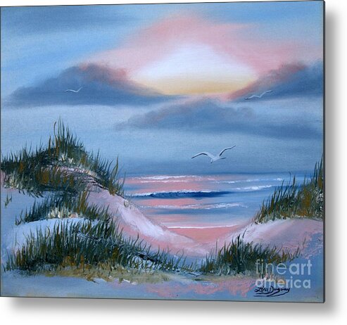 Beach Metal Print featuring the painting Daybreak by Lora Duguay