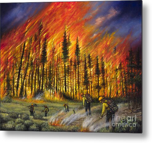 Fire Metal Print featuring the painting Fire Line 1 by Ricardo Chavez-Mendez