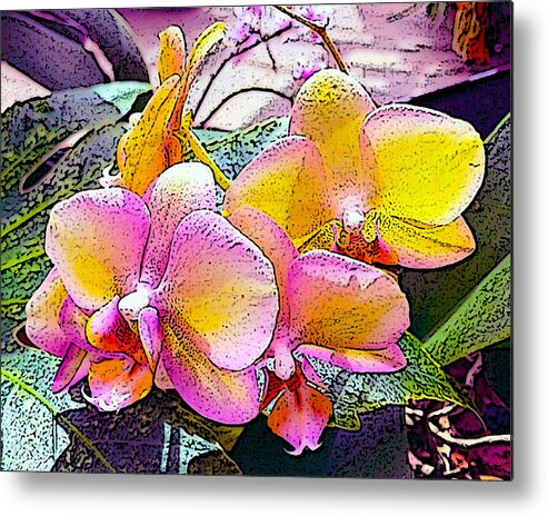 Flowers Metal Print featuring the digital art Lavender / Yellow by Don Wright