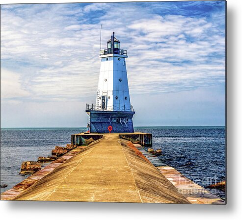 Great Lakes Metal Print featuring the photograph Ludington Light on the North Pier by Nick Zelinsky Jr