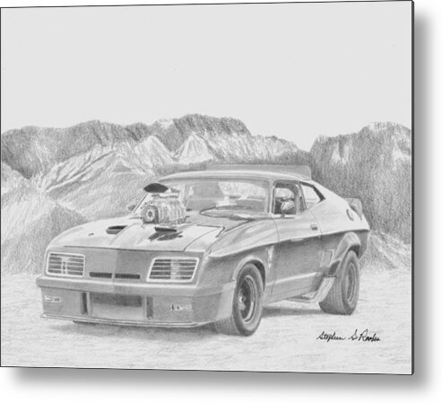 Mad Max V8 Interceptor Classic Car Art Print Metal Print By Stephen Rooks