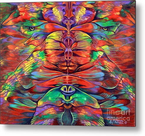 Rorshach Metal Print featuring the painting Masqparade 4 by Ricardo Chavez-Mendez