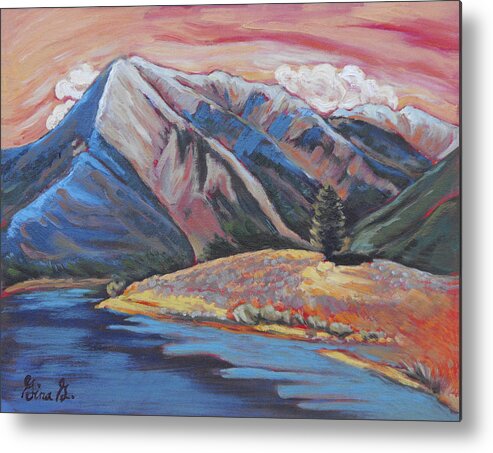 Mountains Metal Print featuring the painting Mystic Mount Elbert by Gina Grundemann