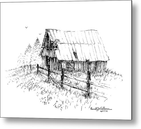 Roof Repair Metal Print featuring the drawing Need a Little Roof Repair by Randy Welborn
