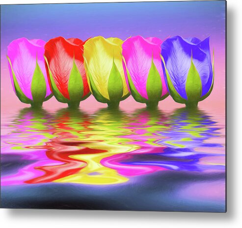 Rose Metal Print featuring the photograph Rainbow of Roses II by Tom Mc Nemar
