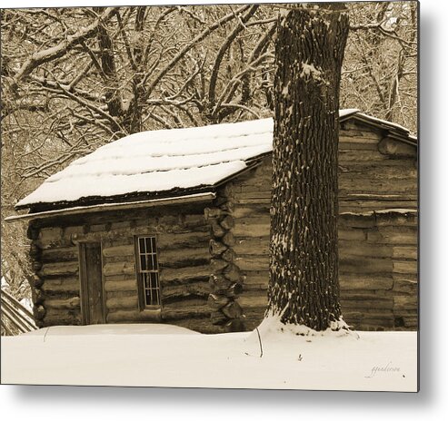Spirit Lake Metal Print featuring the photograph Snow Covered Gardner Cabin by Gary Gunderson