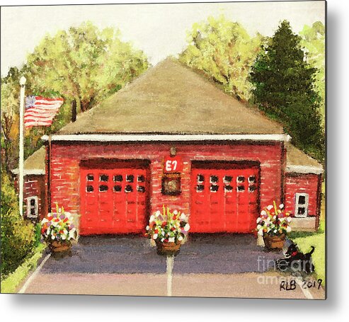 Waltham Metal Print featuring the painting Summer at E7 Fire Station by Rita Brown