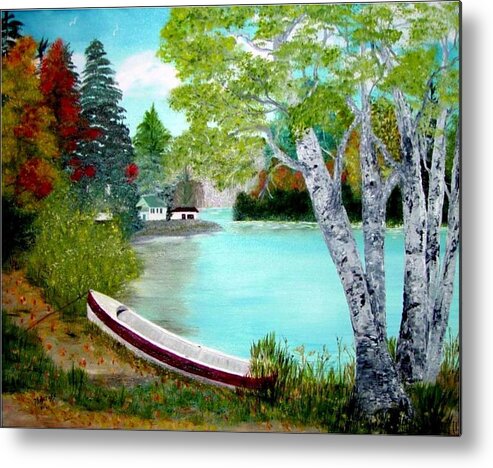 Beautiful Bracebridge Ontario Oil Painting Metal Print featuring the painting Summer In The Muskoka's by Peggy Holcroft