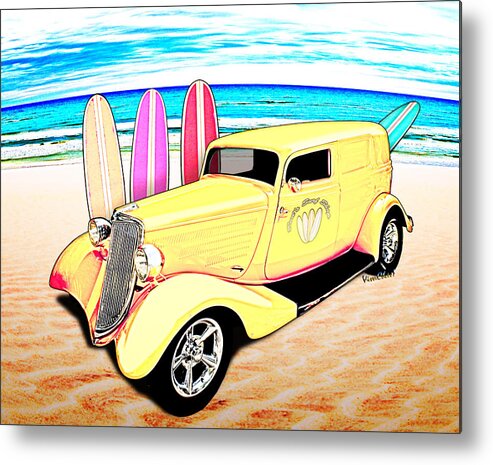 34 Metal Print featuring the photograph Surf Shop Sedan Delivery Rod Padre Island by Chas Sinklier