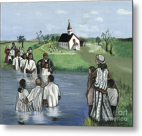Baptism Painting Metal Print featuring the painting The Baptism by Toni Thorne