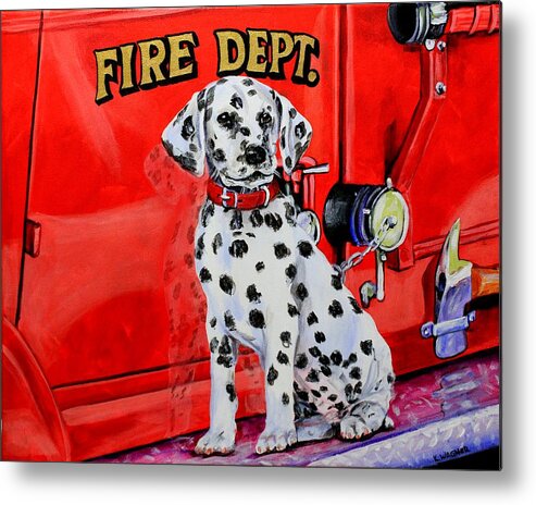 Dalmatian Metal Print featuring the painting The Rookie by Karl Wagner
