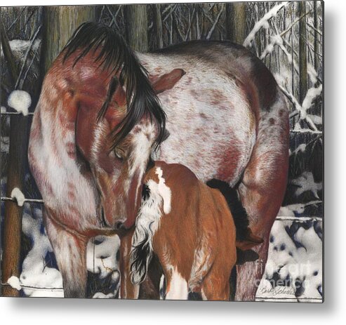 Horse Metal Print featuring the painting Unbreakable Bond, pastel by Barby Schacher
