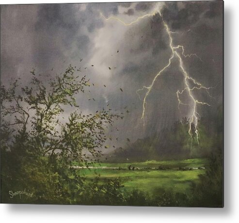 Storm Metal Print featuring the painting April Storm by Tom Shropshire