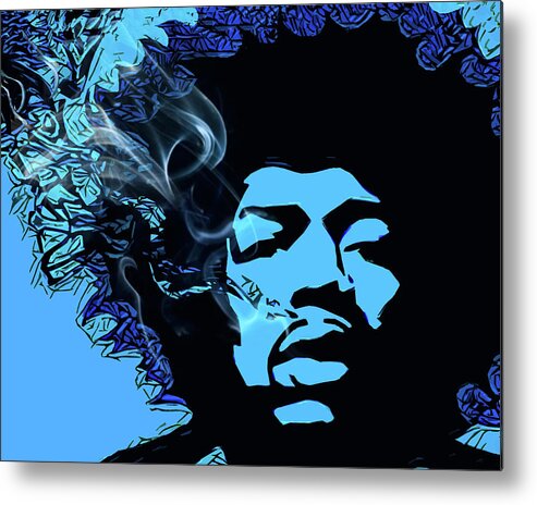 Jimmi Hendrix Metal Print featuring the digital art Smokin' by Cindy Edwards