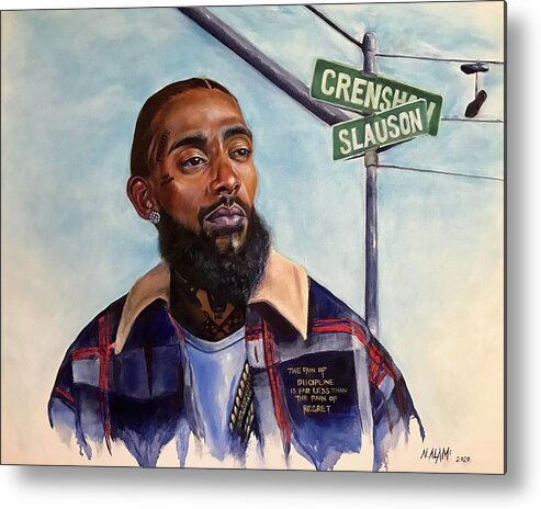 Nipsey Hussle Metal Print featuring the painting The Marathon Continues #1 by Neeka Alami