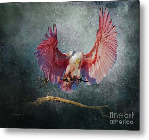 Wildlife Metal Print featuring the mixed media A Rosy Landing by Marvin Spates