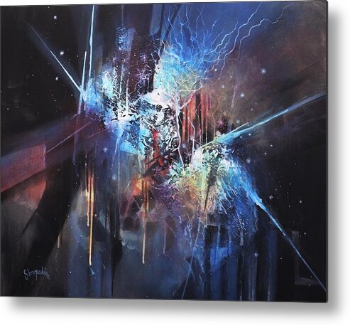 Blue Ice Metal Print featuring the painting Blue Ice by Tom Shropshire