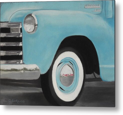 Old Metal Print featuring the pastel Chevy 3100 by Carol Corliss