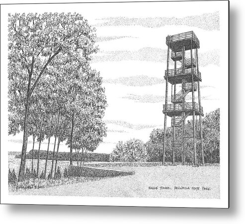 Eagle Tower Metal Print featuring the drawing Eagle Tower by David T Wilkinson