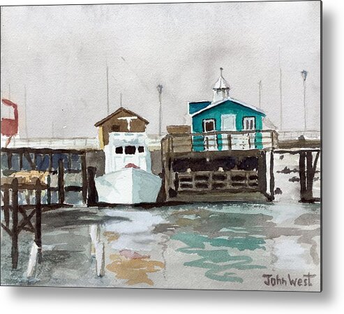 Harbor Metal Print featuring the painting Monterey Old Wharf by John West