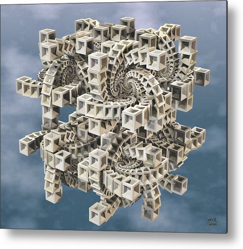 Abstract Metal Print featuring the digital art Escher's Construct by Manny Lorenzo