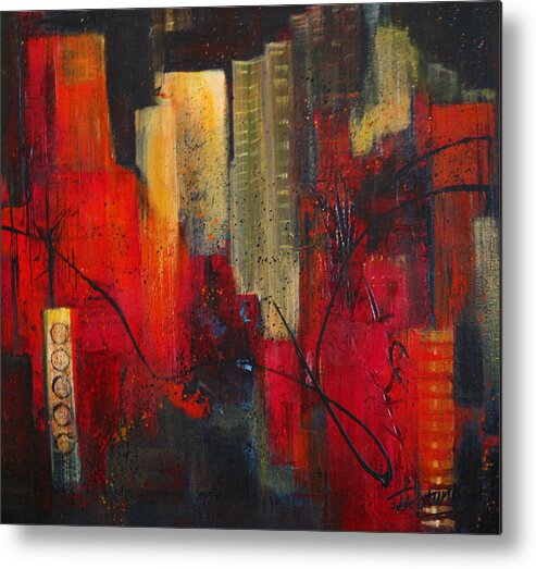 Absract Metal Print featuring the painting Nightscape by Roberta Rotunda