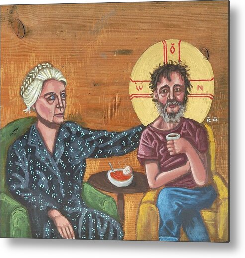 Dorothy Day Metal Print featuring the painting Don't Call Me a Saint- Dorothy day with Homeless Christ by Kelly Latimore