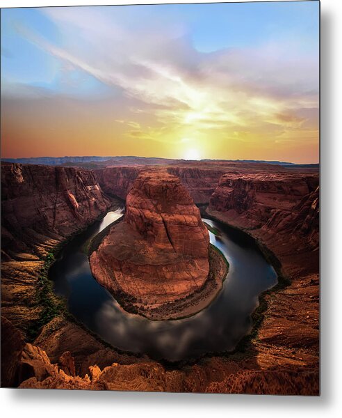 Canyon Metal Print featuring the photograph Sunset at Horseshoe Bend by Larry Marshall