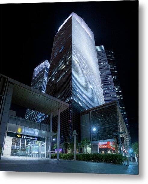 Night Metal Print featuring the photograph Marina Bay Financial Centre by Rick Deacon