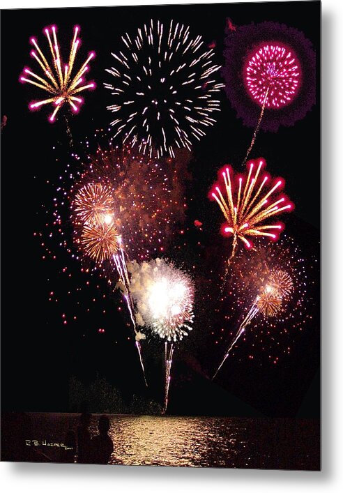 Fireworks Metal Print featuring the photograph Fireworks at St. Albans Bay by R B Harper