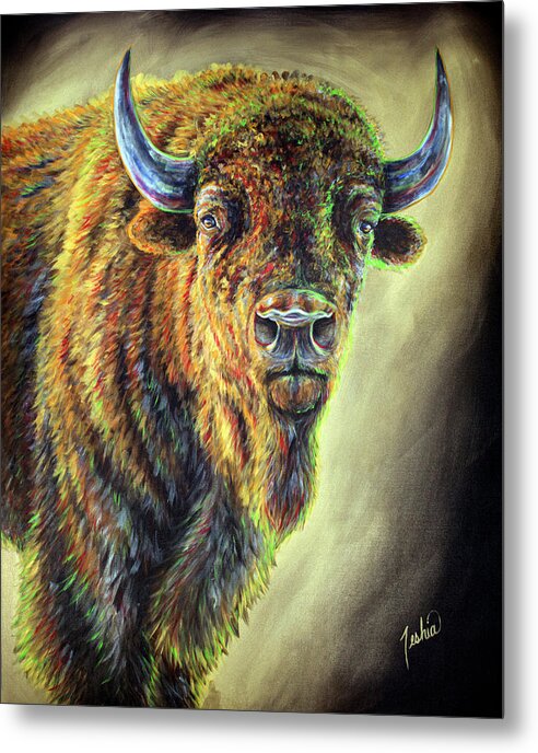 Buffalo Metal Print featuring the painting American Legend by Teshia Art