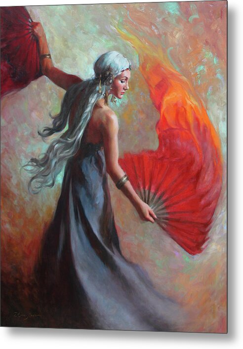 Dancer Metal Print featuring the painting Fire Dance by Anna Rose Bain