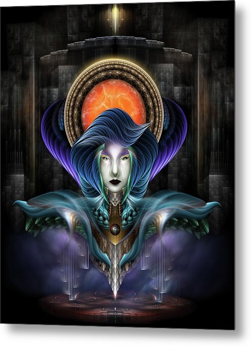 Fractal Metal Print featuring the digital art Trilia Goddess Of The Orange Moon by Rolando Burbon