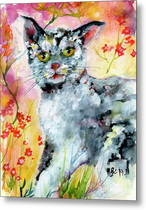 Cats Metal Print featuring the painting Cat Portrait My Name is Hobo by Ginette Callaway