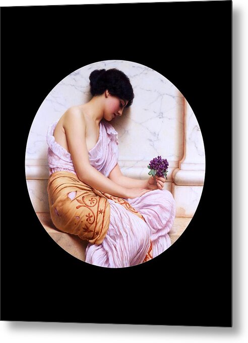 Young Girl Metal Print featuring the painting Violets, Sweet Violets by John William Godward by Rolando Burbon