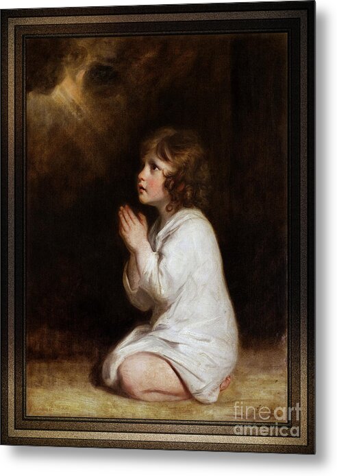 The Infant Samuel Metal Print featuring the painting The Infant Samuel by Joshua Reynolds by Rolando Burbon