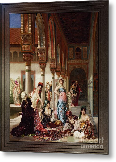 Silk Market Metal Print featuring the painting The Silk Market by Edouard Frederic Wilhelm Richter by Rolando Burbon