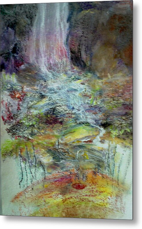 Abstract Landscape Metal Print featuring the painting Fall Three by Subrata Bose