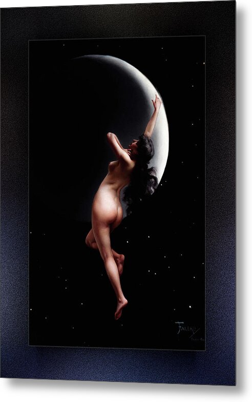 Moon Nymph Metal Print featuring the painting Moon Nymph BY Luis Ricardo Falero by Rolando Burbon