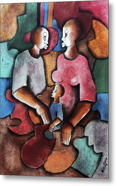 African Art Metal Print featuring the painting Circle of Love by Peter Sibeko 1940-2013