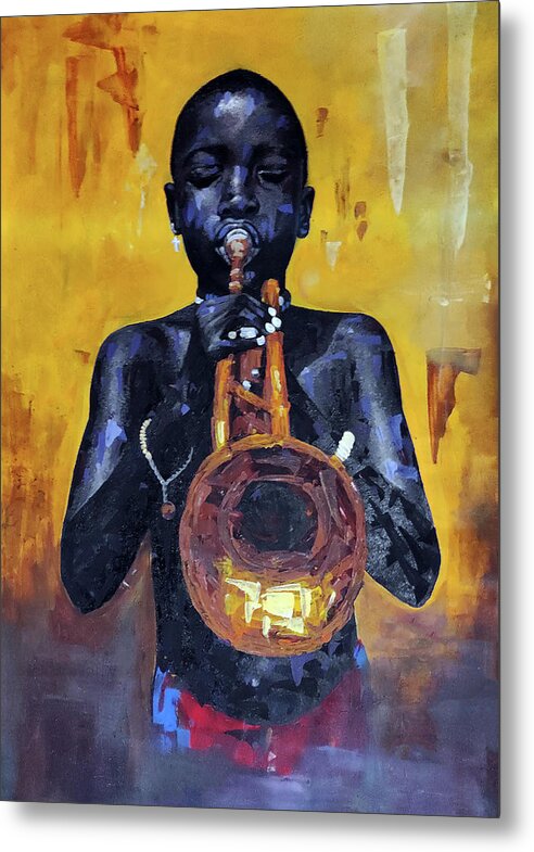 Jaz Metal Print featuring the painting Here I Am by Ronnie Moyo