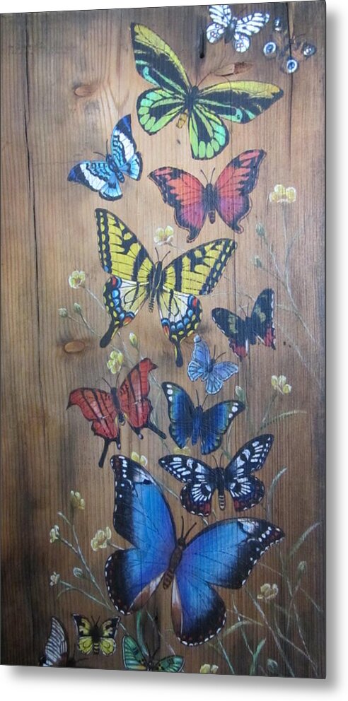 Butterflies Metal Print featuring the mixed media Butterflies by Barbara Prestridge